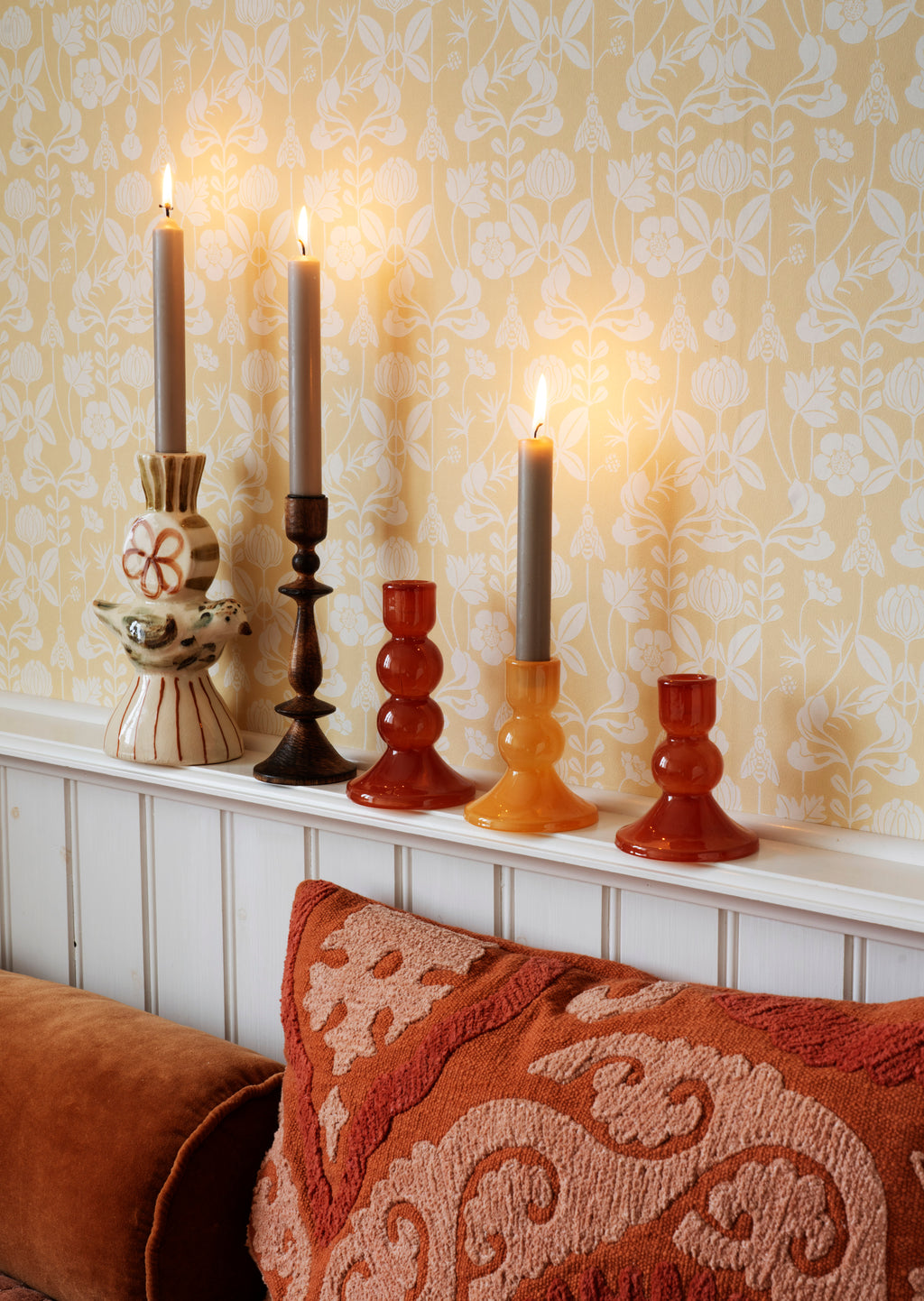 Hand-Painted Bird Candle Holder
