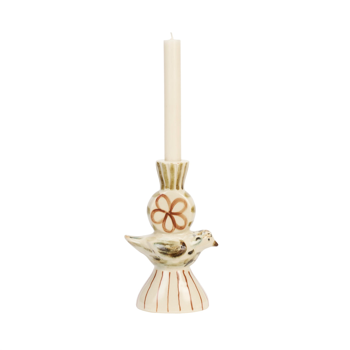 Hand-Painted Bird Candle Holder